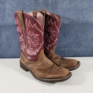 Ariat Delilah Western Boots Womens 10b Java Burgundy Cowgirl Cowboy 10031593